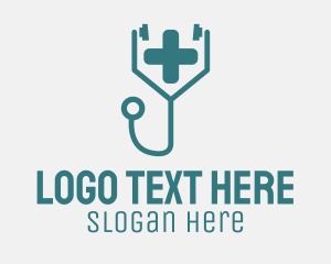 Med - Medical Cross Stethoscope logo design