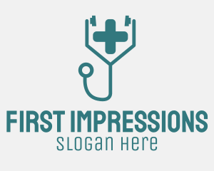 Medical Cross Stethoscope logo design