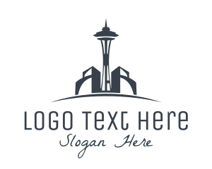 Town - Seattle Tower Architecture logo design