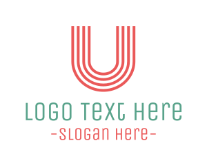 Coral - Coral Striped Letter U logo design