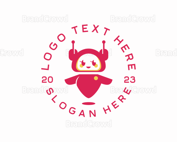 Cute Girl Robot Logo