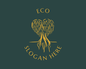 Elegant Golden Eco Tree  Logo