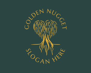 Elegant Golden Eco Tree  logo design