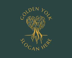 Elegant Golden Eco Tree  logo design