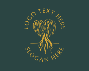 Leaves - Elegant Golden Eco Tree logo design