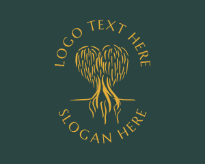 Elegant Golden Eco Tree  Logo