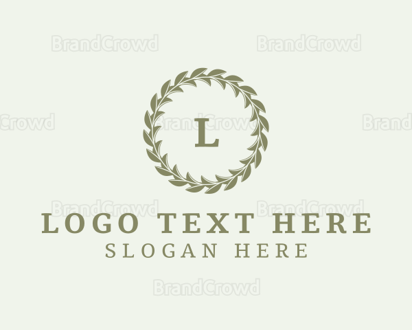 Organic Natural Circle Wreath Logo