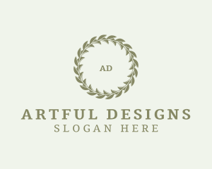 Organic Natural Circle Wreath  logo design