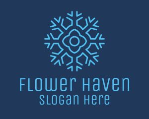 Winter Flower Snowflake logo design