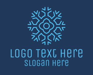 Snow - Winter Flower Snowflake logo design