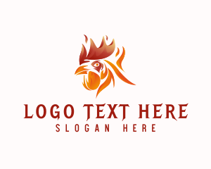 Hot - Chicken Flaming Restaurant logo design