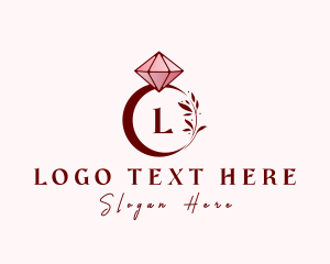 Ring Maker - Leaf Diamond Ring logo design