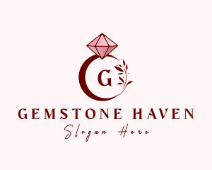 Leaf Diamond Ring logo design