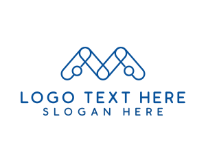 Modern - Blue Tech M logo design