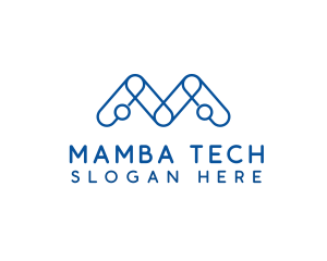 Blue Tech M logo design