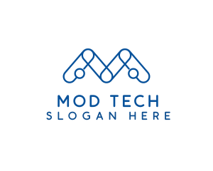 Blue Tech M logo design