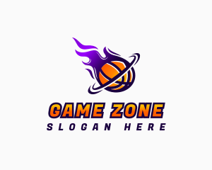 Flaming Basketball Hoop logo design