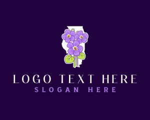 Map - Illinois Violet Flower logo design