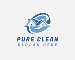 House Cleaning Janitorial Broom logo design