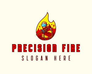 Fire Axe Fireman logo design