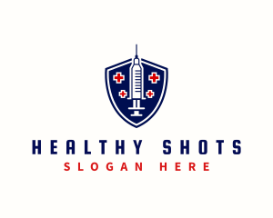 Vaccination - Shield Syringe Healthcare logo design