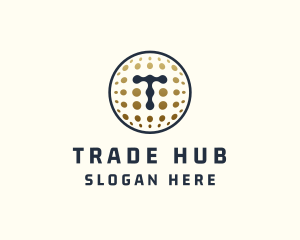 Trade - Bitcoin Cryptocurrency Letter T logo design