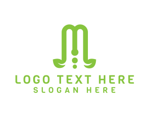 Initial - Green Vine M logo design