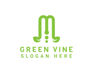 Vine - Green Vine M logo design