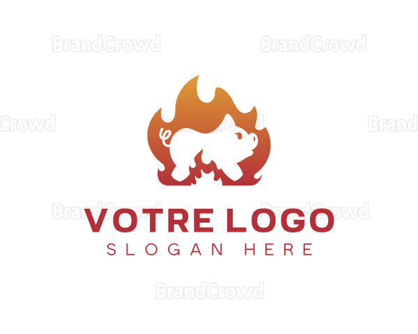 Fire Cooking Roast Pig Logo