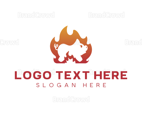 Fire Cooking Roast Pig Logo