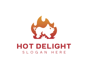 Fire Cooking Roast Pig logo design