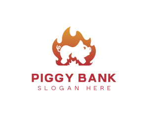 Fire Cooking Roast Pig logo design