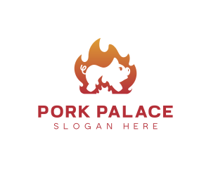 Fire Cooking Roast Pig logo design