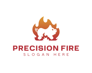 Fire Cooking Roast Pig logo design