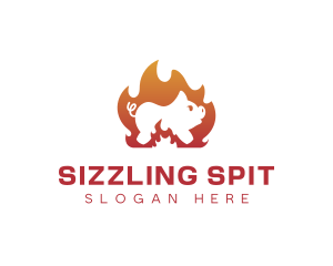 Roast - Fire Cooking Roast Pig logo design