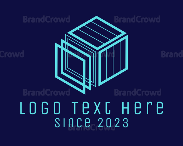 Technology Blue Cubic Construction Logo