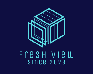 Perspective - Technology Blue Cubic Construction logo design