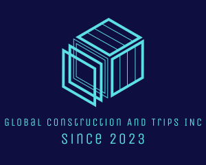 Technology Blue Cubic Construction  logo design