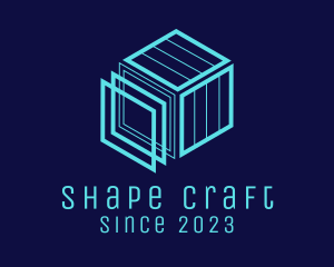 Figure - Technology Blue Cubic Construction logo design