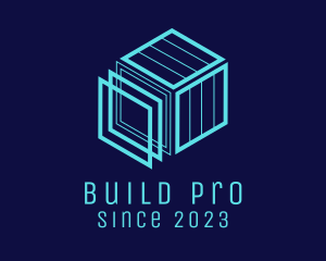 Construction - Technology Blue Cubic Construction logo design