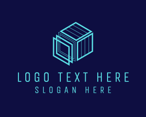 Figure - Technology Blue Cubic Construction logo design