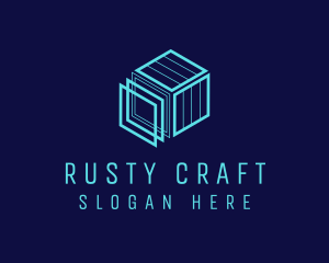 Technology Blue Cubic Construction  logo design