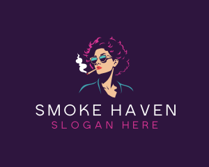 Smoking Woman Sunglasses logo design