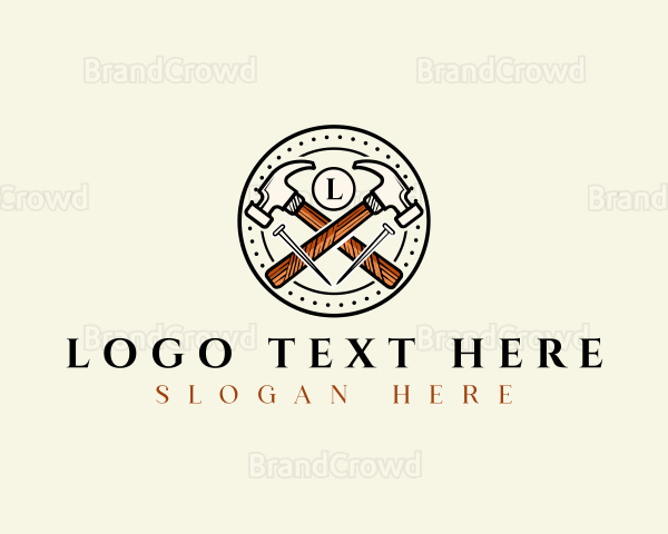 Hammer Nail  Woodwork Logo