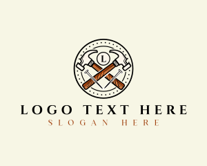 Industrial - Hammer Nail  Woodwork logo design