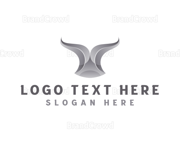 Chrome Ribbon Bull Horn Logo