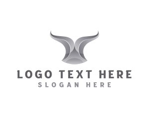 Fierce - Chrome Ribbon Bull Horn logo design