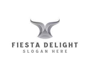 Fiesta - Chrome Ribbon Bull Horn logo design