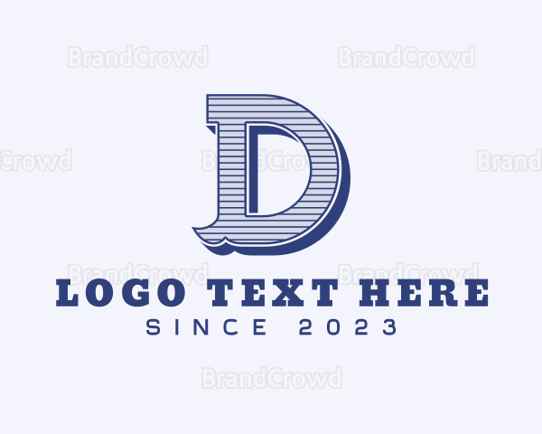 Retro Stripes Business Letter D Logo