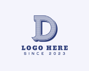 Retro Stripes Business Letter D logo design